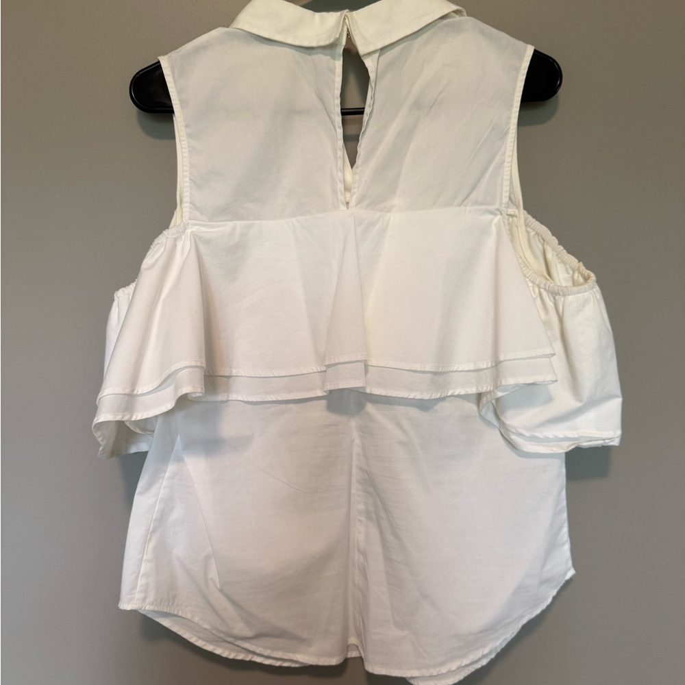 Trina Turk Basinger Top Cold Shoulder Ruffle Blouse Off Shoulder Button Top - Picture 3 of 7